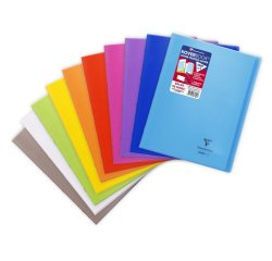Cahier piqué Koverbook 24x32cm 96 pages petits carreaux + marge couverture polypropylène transparent - Assortis