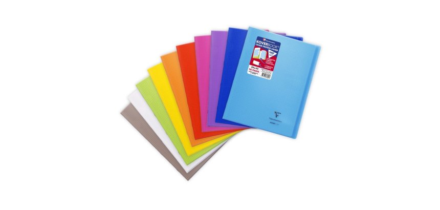 Cahier piqué Koverbook 24x32cm 96 pages petits carreaux + marge couverture polypropylène transparent - Assortis