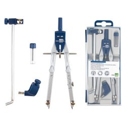 Compas liderpapel micrométrique articulé circonférence 38cm allonge vis réglage rapide bague universelle mine 2mm étui