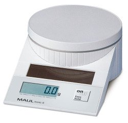 Pese-lettres maul tronic s solaire portee 5kg diam.      plateau 128mm coloris blanc
