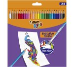 Crayon couleur bic evolution illusion resine de synthese   corps rond mine tres solide   effacable etui 24un