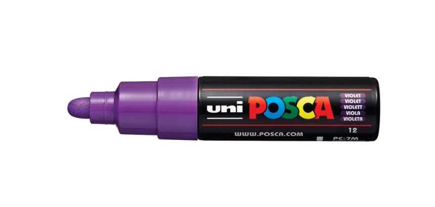 Marqueur peinture posca pc7m pointe large conique encre    inodore couvrante miscible    tous supports coloris violet