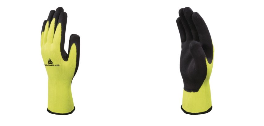 Gant tricot deltaplus polyester fluo enduction mousse latex jauge 13 taille 10 paire