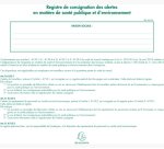 Registre de consignation des alertes en matière de santé publique et d'environnement Exacompta - 20 pages