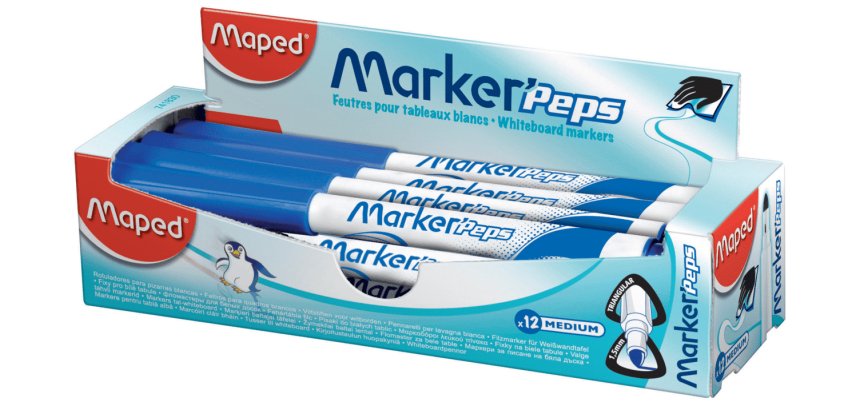 Feutre maped marker'peps effaçable à sec pour ardoises blanches coloris bleu