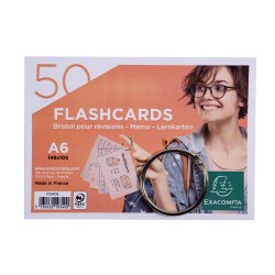 Sachet de 50 fiches BRISTOL FLASH OXFORD 2.0 perforé A6 lignées assortis
