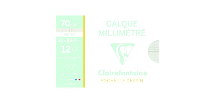 Papier Calque pochette 12F A4 70/75g millimétré