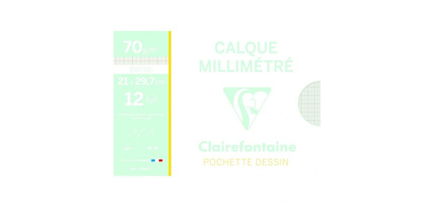 Papier Calque pochette 12F A4 70/75g millimétré