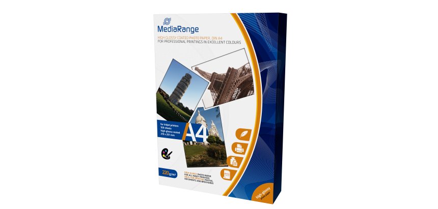 MediaRange MRINK103 papier photos A4 Blanc Hautement brillant
