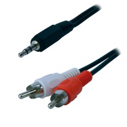 MCL 3.5mm/2 x RCA câble audio 10 m 3,5mm Noir, Rouge, Blanc