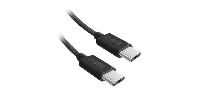 SBS Câble USB tressé USB C - USB C PD 60W 1m50, noir