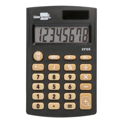Calculadora liderpapel bolsillo xf05 8 digitos solar y pilas color negro 98x62x8 mm
