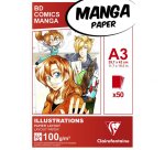 Manga Illustrations bloc collé 50F A3 100g