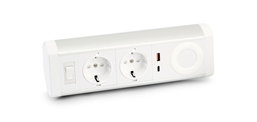 Urban Factory PPS03UF-WH multiprise 1,35 m 2 sortie(s) CA Intérieure Argent, Blanc