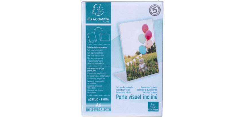 Porte-visuel incliné vertical A6 - Cristal