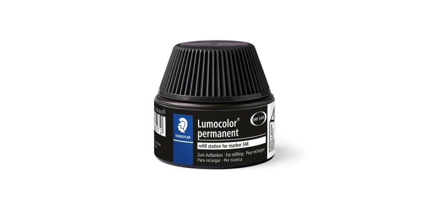 Recharge marqueur permanent staedtler lumocolor 488 48    pour marqueurs compacts 348   flacon 20ml coloris noir