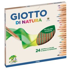 Pastelli colorati Natura - diametro mina 4 mm - legno di cedro - colori assortiti - Giotto - astuccio 24 pezzi