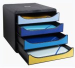Module classement exacompta big box bee blue polystyrene  monobloc 4 tiroirs a4+        superposable ultra rigide