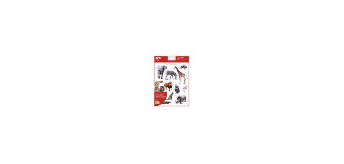 Gommette apli kids les animauxde la savane pochette 12      feuilles