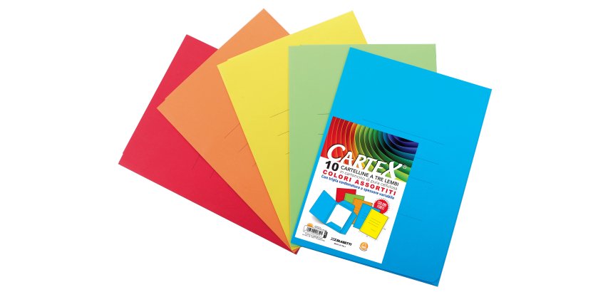 Blasetti Confezione 10 cartellette per archiviazione in cartoncino cartex colori assortiti