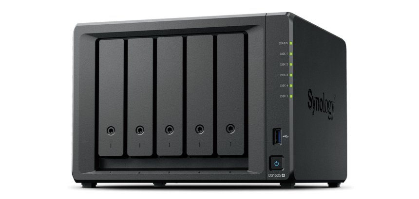 Synology DiskStation DS1525+ serveur de stockage NAS Ryzen Embedded V1500B 8 Go DDR4 0 To Noir