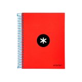Cahier spirale antartik a5 240p 90g couverture rembordee quadrillage 5mm 6 trous       coil-lock coloris rouge