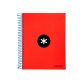 Cahier spirale antartik a5 240p 90g couverture rembordee quadrillage 5mm 6 trous       coil-lock coloris rouge