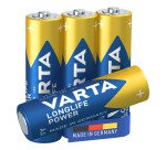 Varta Longlife Power, Batteria Alcalina, AA, Mignon, LR6, 1.5V, Blister da 4, Made in Germany