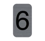 Plaque adhésive imitation Aluminium Chiffre 6 2,5x4,4 cm - Gris