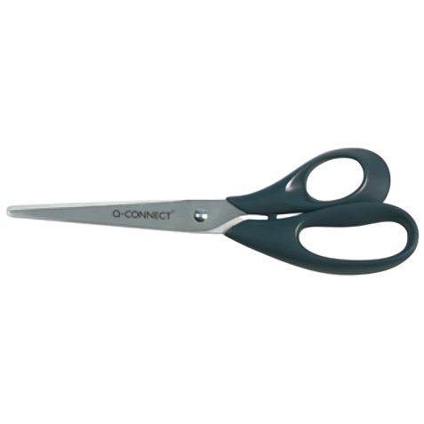 Ciseaux bureau q-connect économique droitier lames inox 210mm branches gainées abs bouts pointus coloris noir