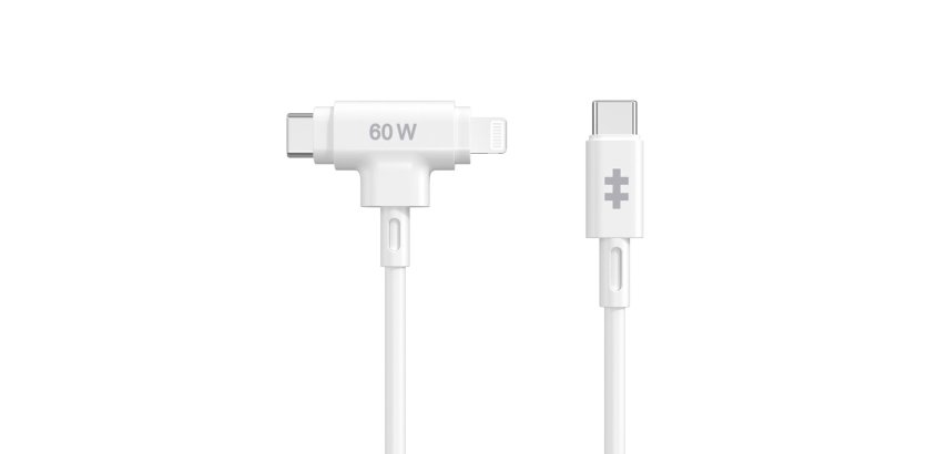 HYPER HyperJuice câble USB USB 2.0 1,5 m USB C USB C/Lightning 60 W Blanc