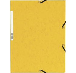 Chemise exacompta 3 rabats carte lustree 355gr a4        fermeture elastique etiquette coloris jaune lot 10 unites