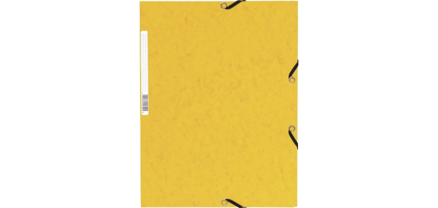 Chemise exacompta 3 rabats carte lustree 355gr a4        fermeture elastique etiquette coloris jaune lot 10 unites