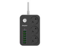 Energizer EPB2500W01EU power extension 2 m 3 AC outlet(s) Indoor White, Black