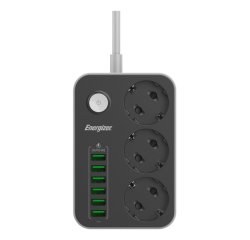 Energizer EPB2500W01EU power extension 2 m 3 AC outlet(s) Indoor White, Black