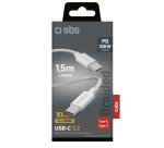 SBS Câble USB tressé USB C 3.2 (10Gb/s) , 1m50 blanc