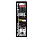 Feutre stabilo creative tips arty encre base eau pointes   assorties coloris noir etui 5 unites