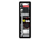Feutre stabilo creative tips arty encre base eau pointes   assorties coloris noir etui 5 unites