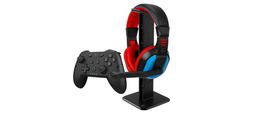 EgoGear SBP30-NS-BK periferica di gioco Nero, Blu, Rosso Bluetooth Gamepad + cuffie Digitale Nintendo Switch OLED, PC, Playstation 3