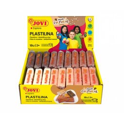 Plastilina, présentoir de pâte à modeler 18 x 50 gr, couleurs multicultural (3 unités x 6 couleurs)