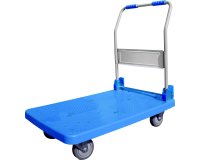 Chariot pliant viso metal polypropylene 2 roues fixes 2 pivotantes patins antiderapants plateforme 72x49cm charge 150kg