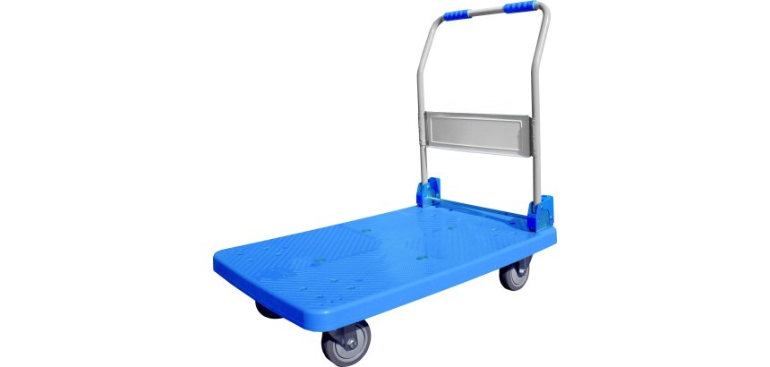 Chariot pliant viso metal polypropylene 2 roues fixes 2 pivotantes patins antiderapants plateforme 72x49cm charge 150kg