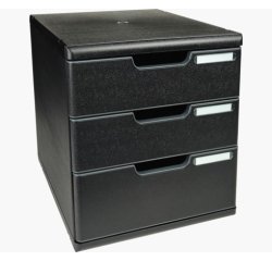 Module de classement Modulo Ecoblack 3 tiroirs fermés - Noir