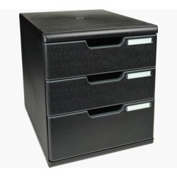 Module de classement Modulo Ecoblack 3 tiroirs fermés - Noir