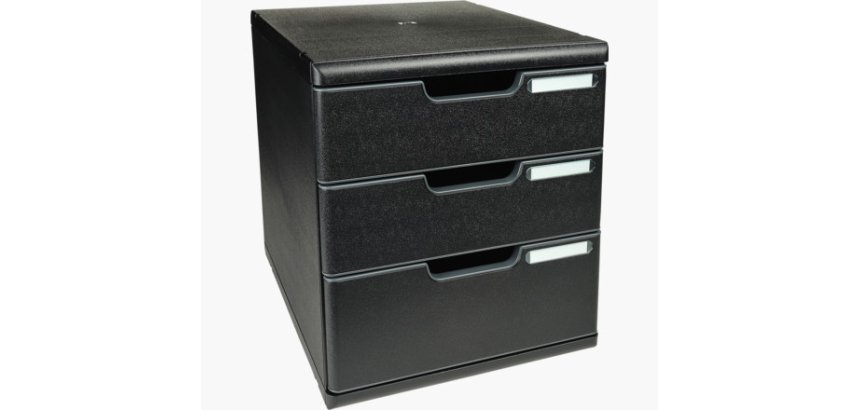 Module de classement Modulo Ecoblack 3 tiroirs fermés - Noir