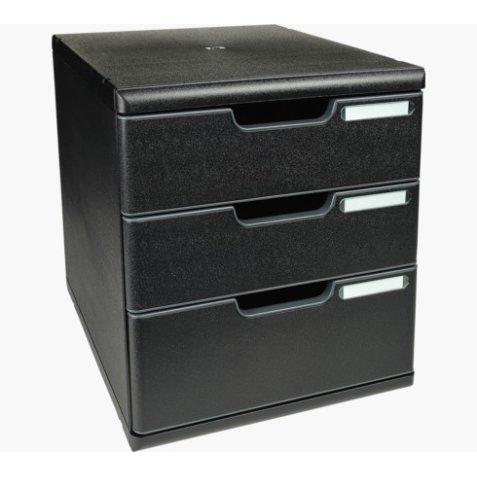 Module de classement Modulo Ecoblack 3 tiroirs fermés - Noir