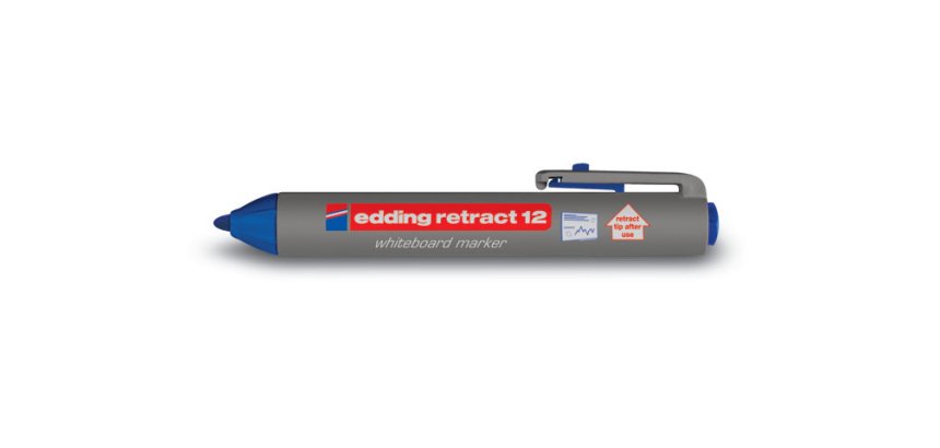 Marqueur edding e12 tableau blanc rétractable rechargeable pointe ogive 1.5/3mm effaçable à sec coloris bleu