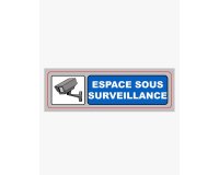 Plaque signalisation viso sign pvc auto-adhesive espace sous surveillance 17x5cm