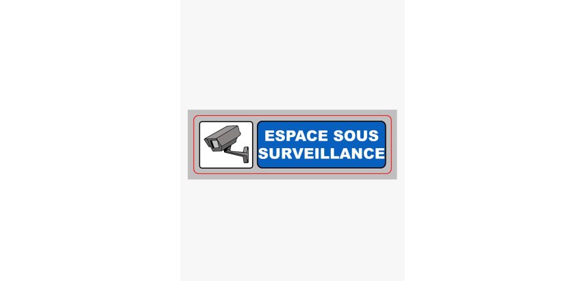 Plaque signalisation viso sign pvc auto-adhesive espace sous surveillance 17x5cm