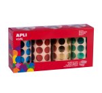 Gommette apli kids forme rondediam. 20mm coloris metallises jaune bleu rouge vert pack de 4 rouleaux 5640 unites